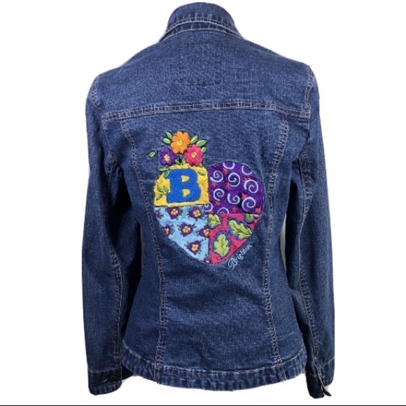 Brighton Jackets & Blazers - BRIGHTON Embroidered Heart Patch Denim Jean Jacket
